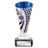 Defender Football Trophy Cup Silver & Blue 140mm
