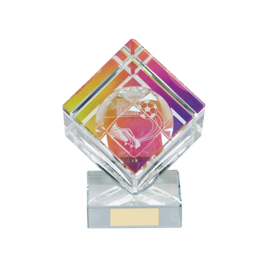 Victorious Football Crystal Cube Award 105mm  (60mm Width)