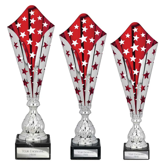 Galaxy Laser Trophy Silver & Red