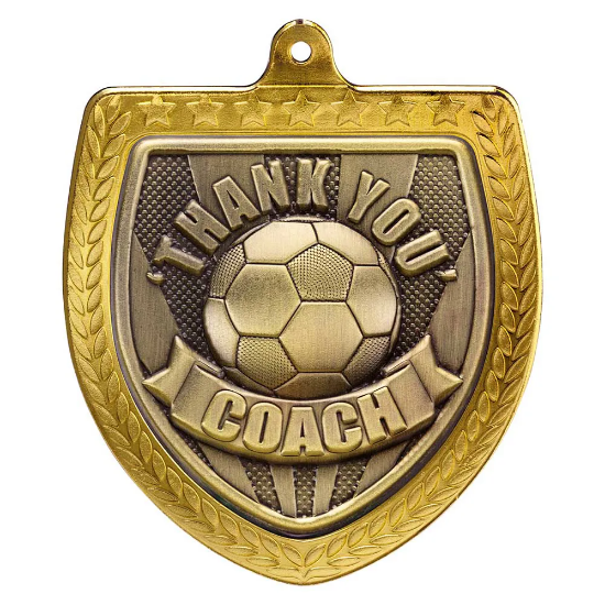 Cobra Football Thank you Coach Shield Medal Gold 75mm