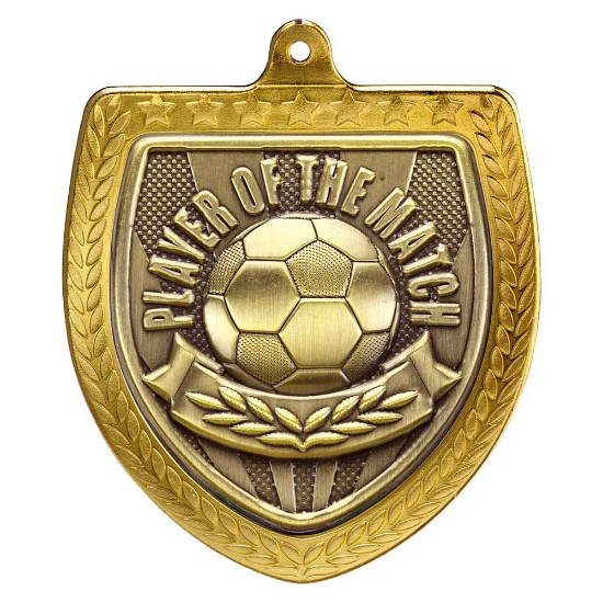 Cobra Football Player of the Match Shield Medal Gold 75mm