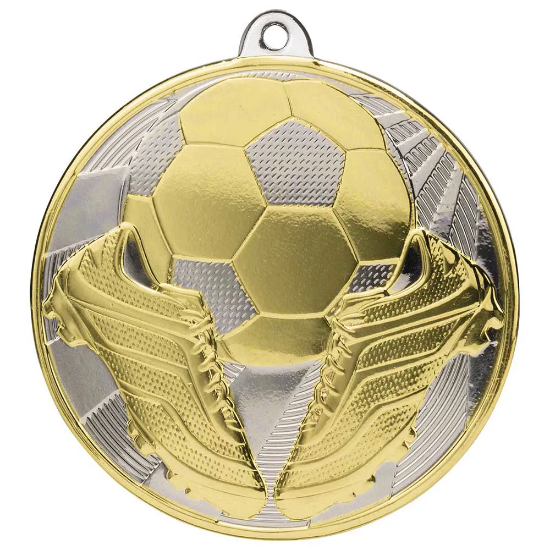 Premiership Football Boot & Ball Medal Gold & Silver 60mm