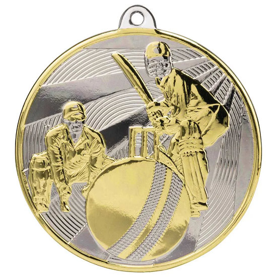 Premiership Cricket Medal Gold & Silver 60mm