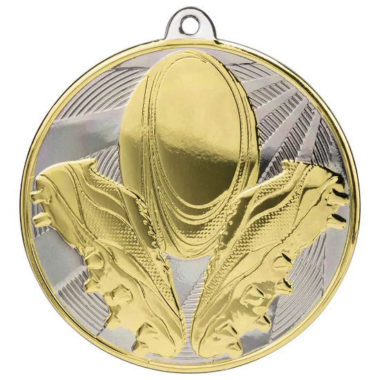 Premiership Rugby Boot & Ball Medal Gold & Silver 60mm