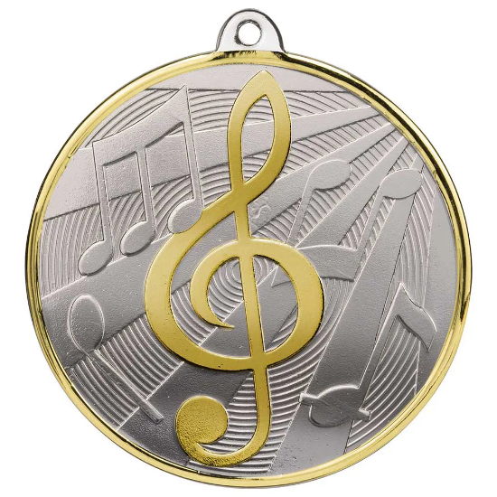 Premiership Music Medal Gold & Silver 60mm