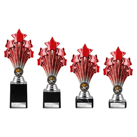 5 Star Trophy Red and Silver