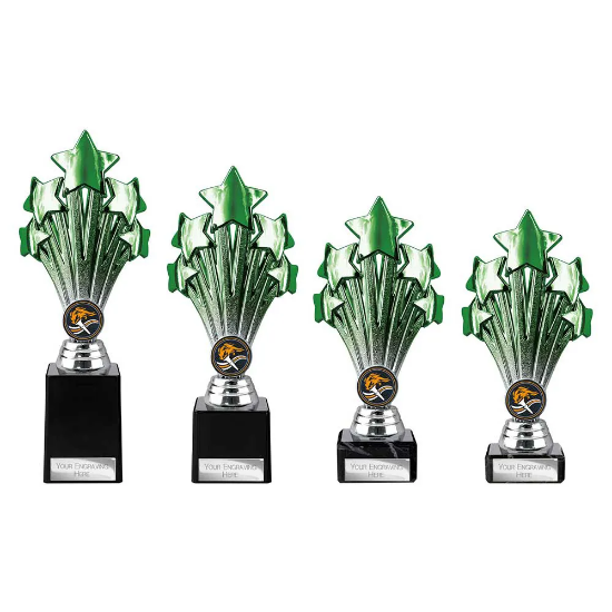 5 Star Trophy Green and Silver