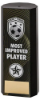 BLACK PLASTIC FILLED COLUMN FOOTBALL MOST IMPROVED PLAYER (1in CEN) - 7in