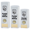 WHITE PLASTIC FILLED COLUMN FOOTBALL PLAYER OF THE MATCH (1in CEN)