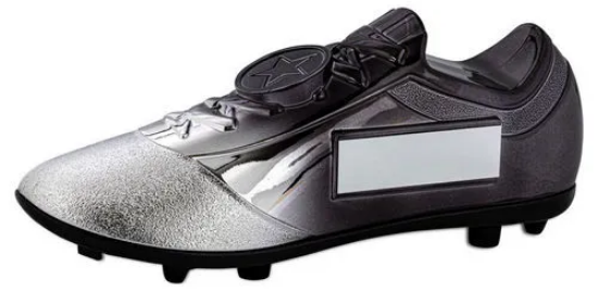 Picture of Filled Plastic Footballl Boot In Silv/black With Plate (1" Cen) - 6.75 X 2.75in