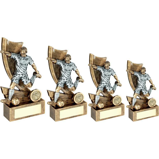 BRZ/PEW/GOLD MALE FOOTBALL FIGURE ON SWOOSH BACKDROP WITH PLATE(1in CEN)