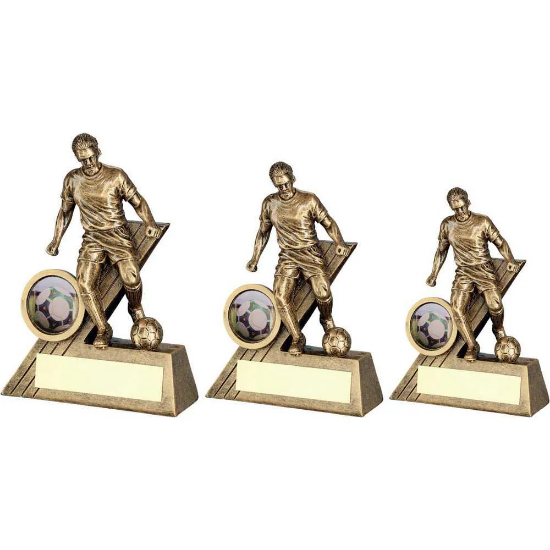 BRZ/GOLD MALE FOOTBALL MINI FIGURE WITH PLATE (1in CENTRE)