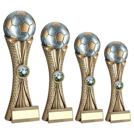 BRZ/PEW/GOLD FOOTBALL ON TRI MESH COLUMN WITH PLATE (1in CENTRE)