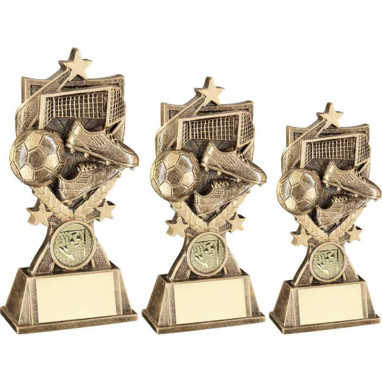 BRZ/GOLD FOOTBALL 3 STAR WREATH SERIES WITH PLATE (1in CENTRE)