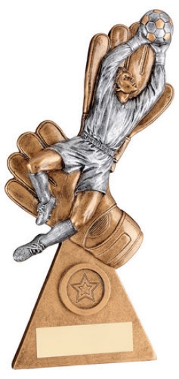 Picture of Brz/pew/gold Male Goalkeeper On Gloves With Plate (1in Centre) - 9.25in