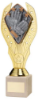 GOLD PLASTIC HOLDER + GOALKEEPER DISC ON CREAM MARBLE TROPHY (1in CEN) - 9in