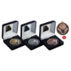 BLACK VELVET BOX AND 60mm MEDAL FOOTBALL TROPHY BRONZE