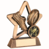 BRZ/GOLD RESIN RUGBY MINI STAR WITH PLATE (1in CENTRE) - 4.25in