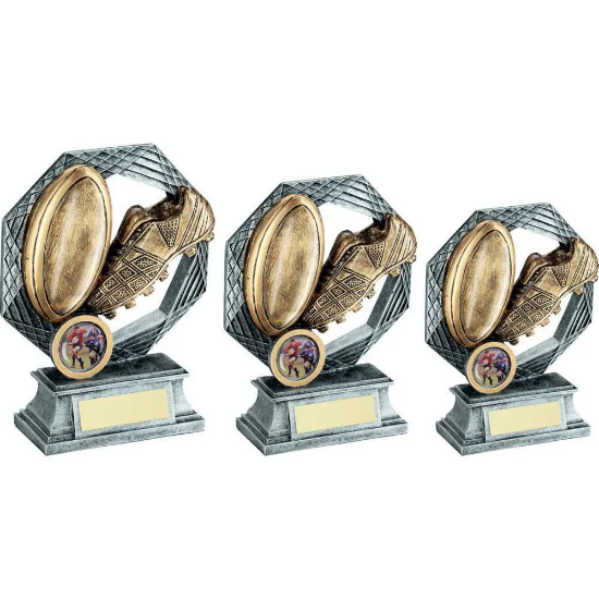 BRZ/GOLD/PEW RUGBY OCTAGON SERIES WITH PLATE (1in CENTRE)