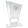 WHITE/SILVER PRINTED GLASS PLAQUE WITH RUGBY INSERT WITH PLATE - 8in
