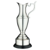 NICKEL PLATED CLARET JUG ON ROUND BASE WITH PLINTH - 10.25in