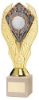 GOLD PLASTIC HOLDER+LONGEST DRIVE DISC ON CREAM MARBLE TROPHY (1in CEN) - 8.25in