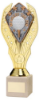 GOLD PLASTIC HOLDER+NEAREST THE PIN DISC+CREAM MARBLE TROPHY (1in CEN) - 11in
