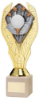 GOLD PLASTIC HOLDER + GOLF DISC ON CREAM MARBLE TROPHY (1in CEN) - 8.25in