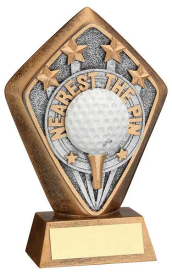 BRZ/GOLD DIAMOND HOLDER WITH NEAREST THE PIN DISC AND PLATE - 5.25in