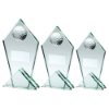 JADE GLASS POINTED PLAQUE WITH HALF GOLF BALL AND PLATE