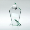 JADE GLASS POINTED PLAQUE WITH HALF GOLF BALL AND PLATE - 6.75in