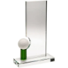 CLEAR/GREEN GLASS RECTANGLE WITH GOLF BALL     (10mm THICK) - 9.5in