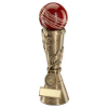 BRZ/GOLD/RED CRICKET BALL LEAF COLUMN WITH PLATE (1in CENTRE) - 9in