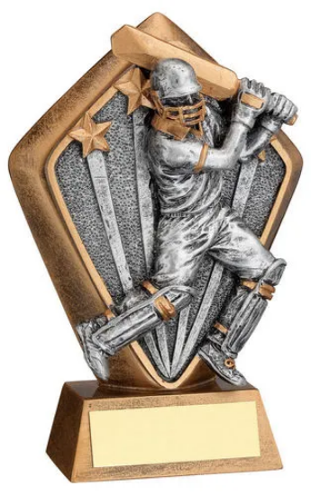 BRZ/GOLD DIAMOND HOLDER WITH CRICKET BATSMAN DISC WITH PLATE - 5.25in