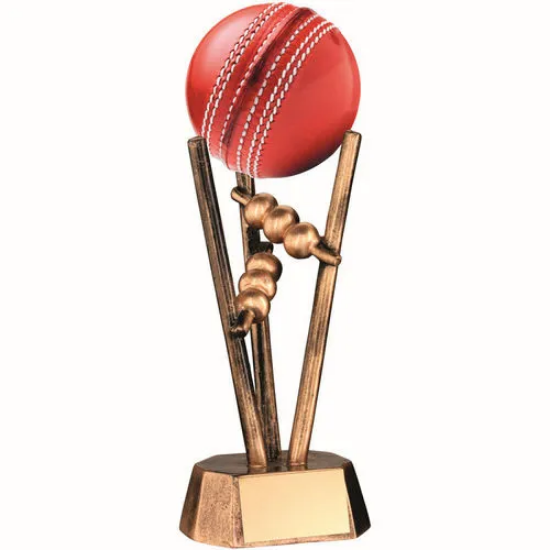 BRZ/GOLD RESIN CRICKET BALL HOLDER - 6.5in