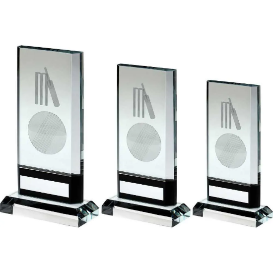 CLEAR/BLACK GLASS WITH LASE CRICKET IMAGE AND PLATE (15mm THICK)