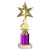 GOLD/PURPLE DANCE/GYM STAR FIGURE ASSEMBLED ON MARBLE - (1" CEN/2" TUBE) 9in