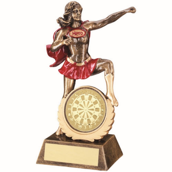 Picture of Brz/gold/red Resin Female Hero Award With Darts Insert - 7.5in