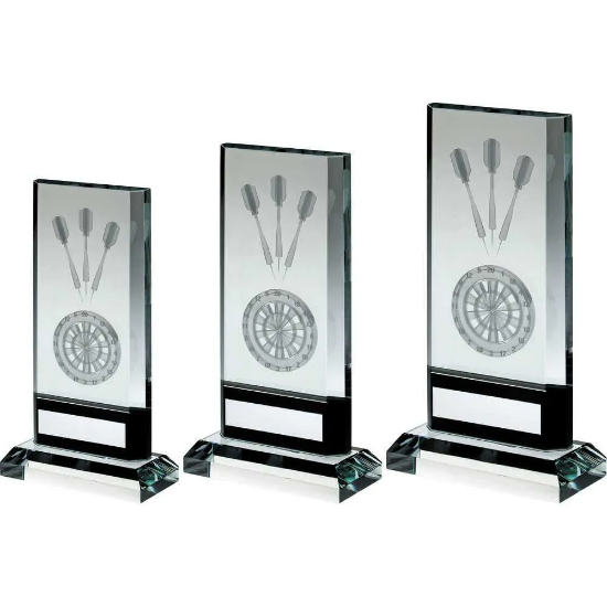 CLEAR/BLACK GLASS WITH LASE DARTS IMAGE AND PLATE (15mm THICK)