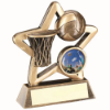 BRZ/GOLD NETBALL MINI STAR WITH PLATE (1in CENTRE) - 3.75in