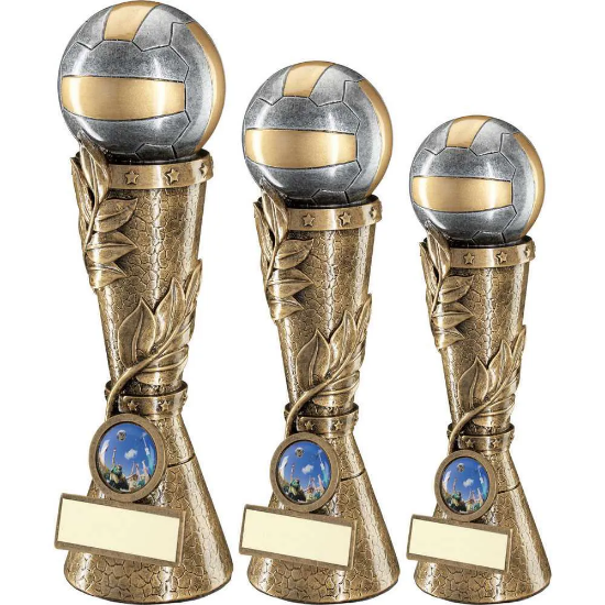 BRZ/PEW/GOLD NETBALL LEAF COLUMN WITH PLATE  (1in CENTRE)