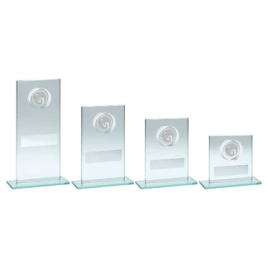 JADE/SILVER GLASS WITH NETBALL INSERT AND PLATE