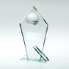 JADE GLASS POINTED PLAQUE WITH HALF NETBALL AND PLATE - 5.75in