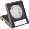 BLACK PLASTIC BOX WITH NETBALL INSERT TROPHY SILVER - 3.5in