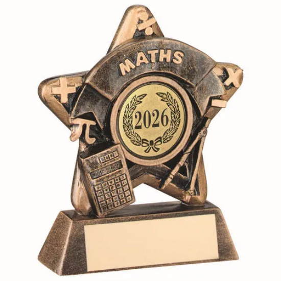 BRZ/GOLD MINI STAR MATHS WITH PLATE (1in CENTRE) - 3.75in