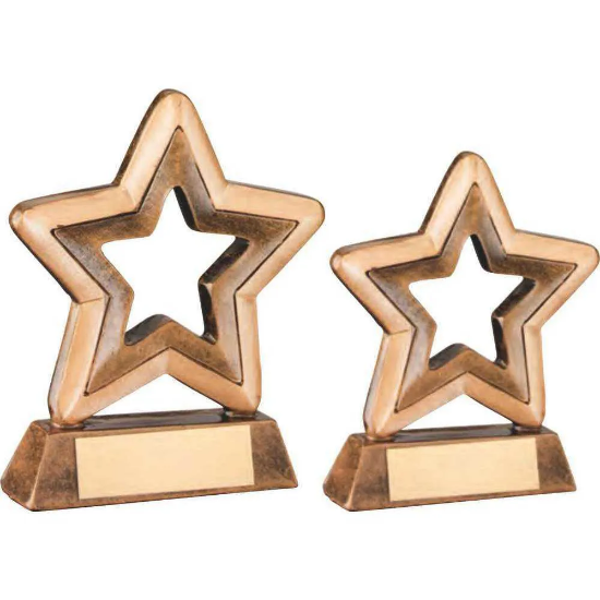BRZ/GOLD RESIN GENERIC MINI STAR WITH PLATE