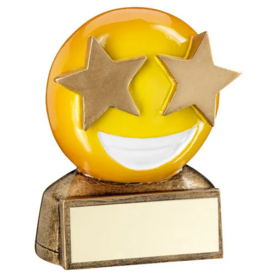 BRZ/YELLOW STAR EYES EMOJI FIGURE WITH PLATE - 2.75in
