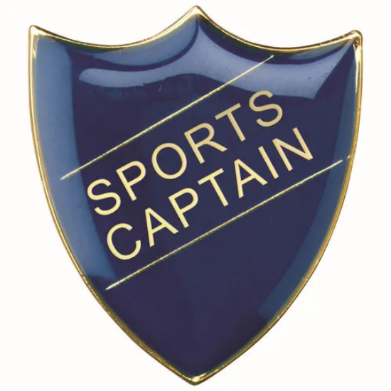 SCHOOL SHIELD BADGE (SPORTS CAPTAIN) BLUE -    1.25in
