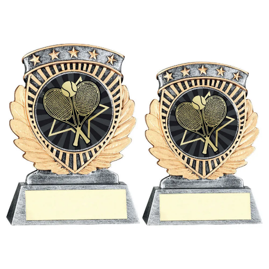 PEW/GOLD 5 STAR HOLDER WITH VINYL TENNIS INSERT & PLATE