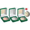 GREEN VELVET BOX AND 50mm TENNIS MEDAL TROPHY MATT SILVER/SILVER